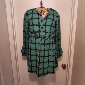 Merona Green and Black Long Sleeve Dress